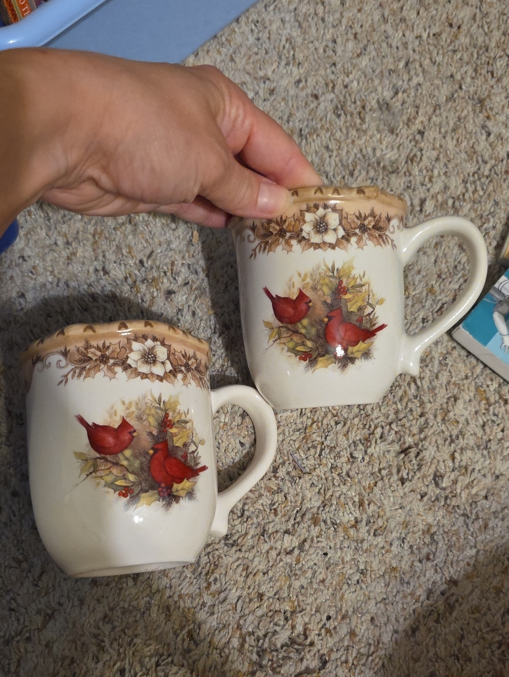 Cream Ceramic Mug with Red Cardinal Design
